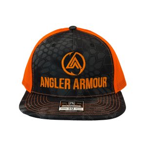 Angler Armour 5-Panel Fishing Cap - Typhon/ Neon Orange